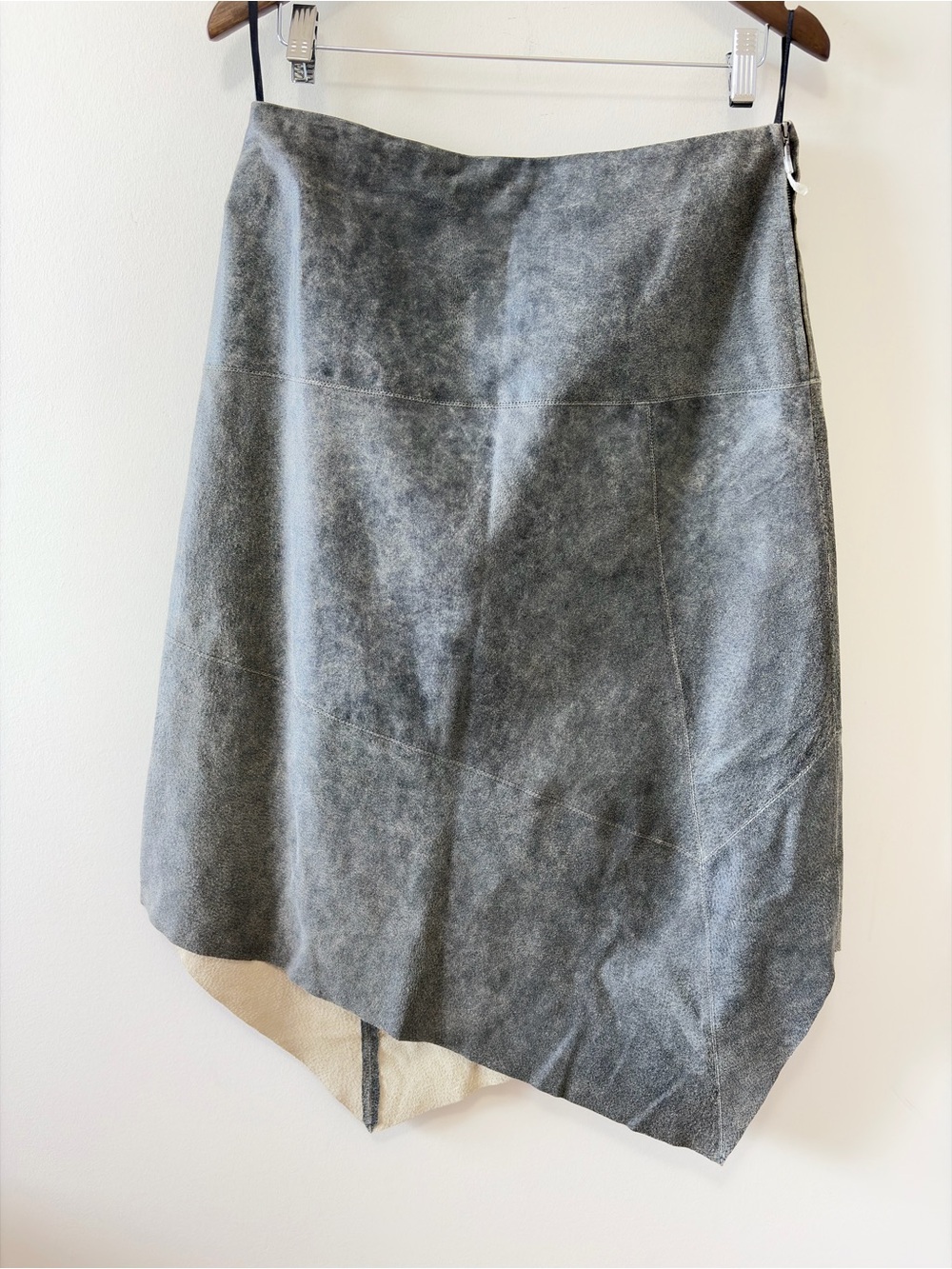 SPANNER 100% Genuine Leather Asymmetrical Skirt Size 8 Gray Y2K - Picture 2 of 8